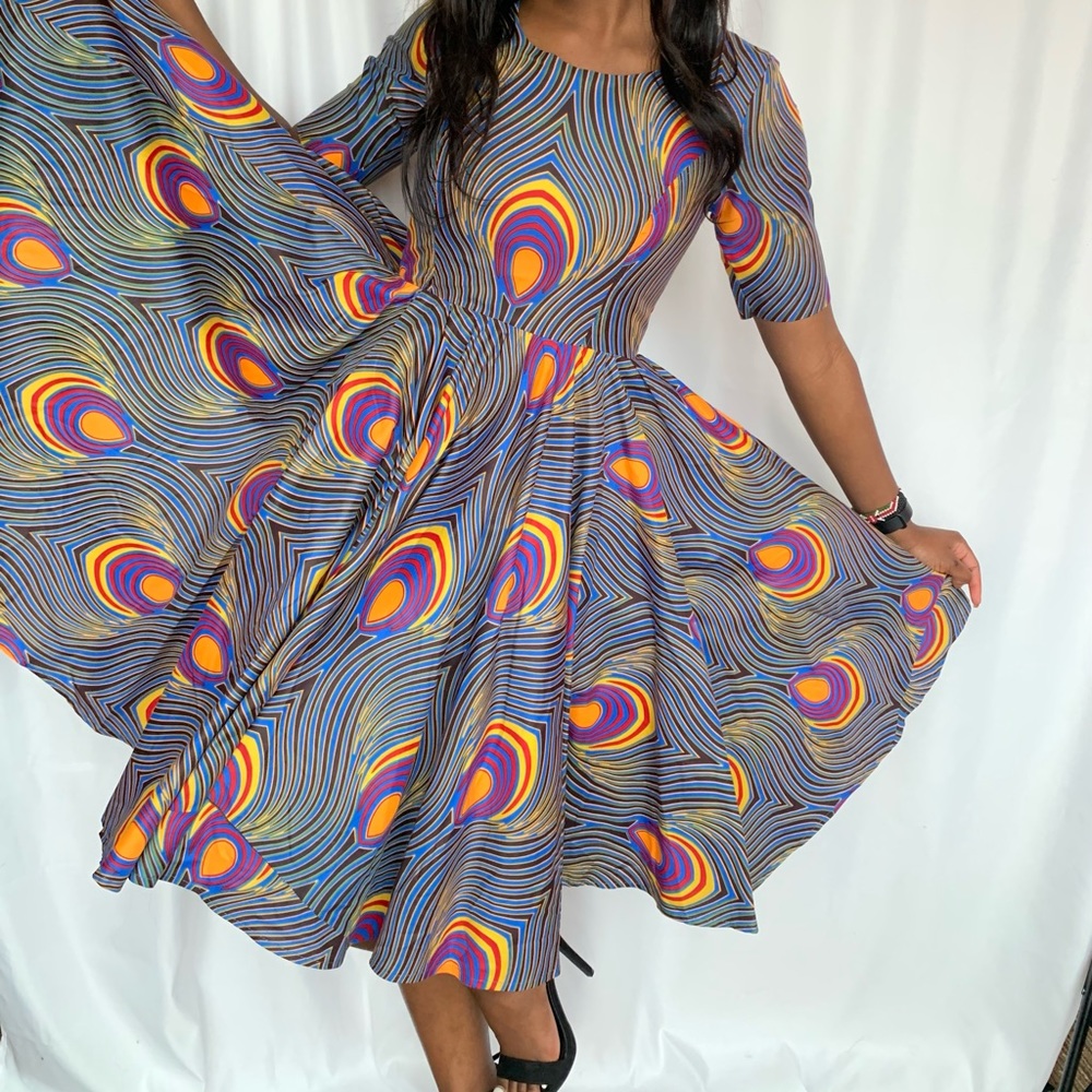 Purple and pink African dress.